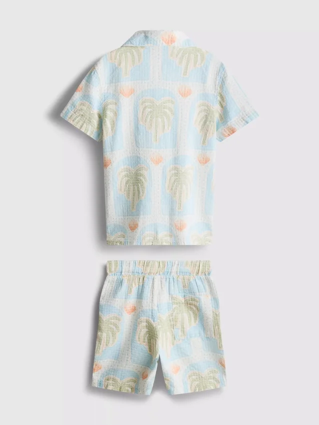 1,5-8 años | Conjunto de camisas y pantalones cortos estampados con textura