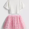 1,5-8 años | Conjunto de camiseta con diseño de unicornio y falda tutú