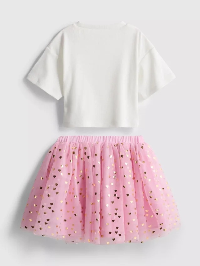 1,5-8 años | Conjunto de camiseta con diseño de unicornio y falda tutú