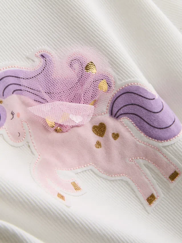 1,5-8 años | Conjunto de camiseta con diseño de unicornio y falda tutú