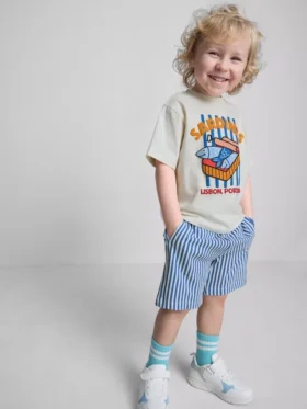 1,5-8 años | Conjunto de camiseta y pantalones cortos con estampado de sardinas
