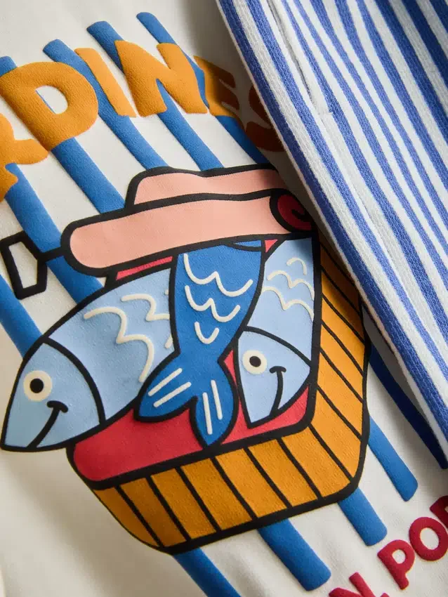 1,5-8 años | Conjunto de camiseta y pantalones cortos con estampado de sardinas