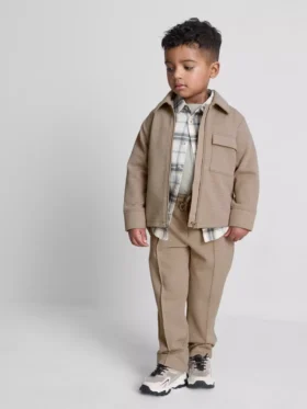 1,5-8 años | Conjunto de chamarra con cremallera y pantalones de chándal de jacquard