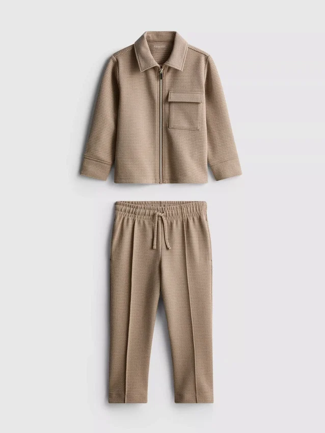 1,5-8 años | Conjunto de chamarra con cremallera y pantalones de chándal de jacquard
