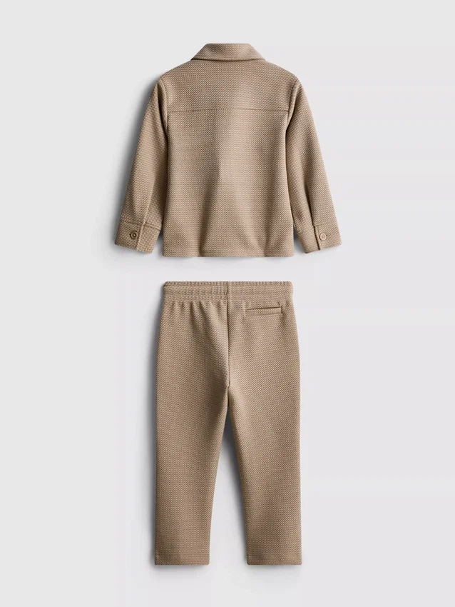 1,5-8 años | Conjunto de chamarra con cremallera y pantalones de chándal de jacquard