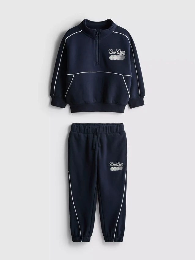 1,5-8 años | Conjunto de sudadera con cuello de embudo y pantalones de chándal