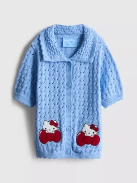 1,5-8 años | Suéter de manga corta con cuello de Hello Kitty en color rosa claro