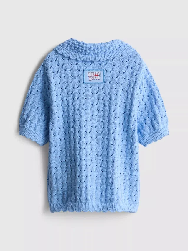 1,5-8 años | Suéter de manga corta con cuello de Hello Kitty en color rosa claro