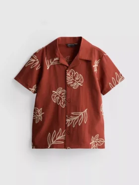 1,5-9 años | Camisa con bordado de hojas