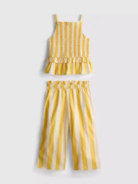 1,5-9 años | Conjunto de blusa con peplum a rayas y pantalones