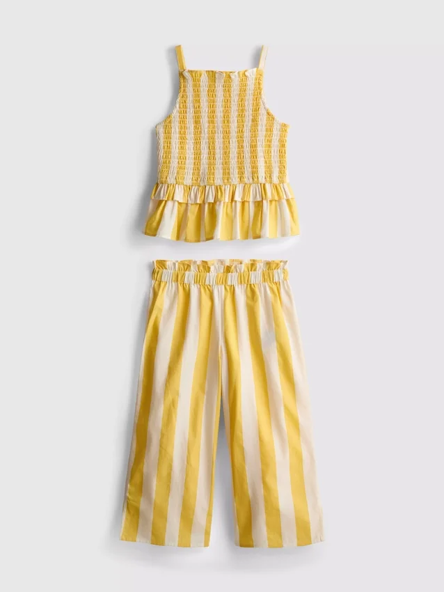 1,5-9 años | Conjunto de blusa con peplum a rayas y pantalones