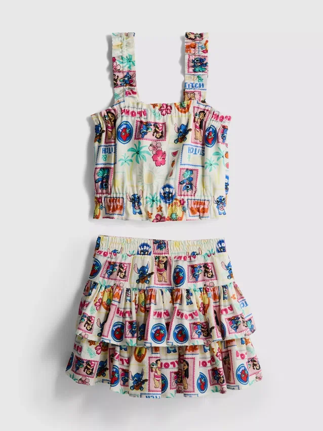 1,5-9 años | Conjunto de blusa de Stitch de Disney y falda Rara