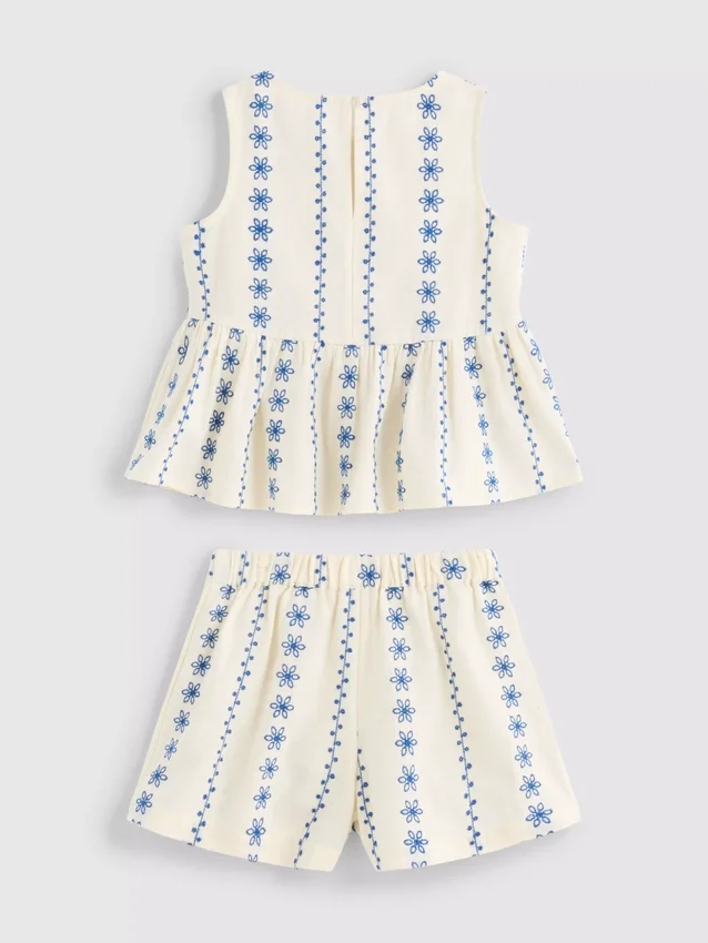 1,5-9 años | Conjunto de blusa y pantalones cortos bordados