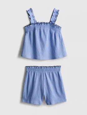 1,5-9 años | Conjunto de blusa y pantalones cortos con textura arrugada