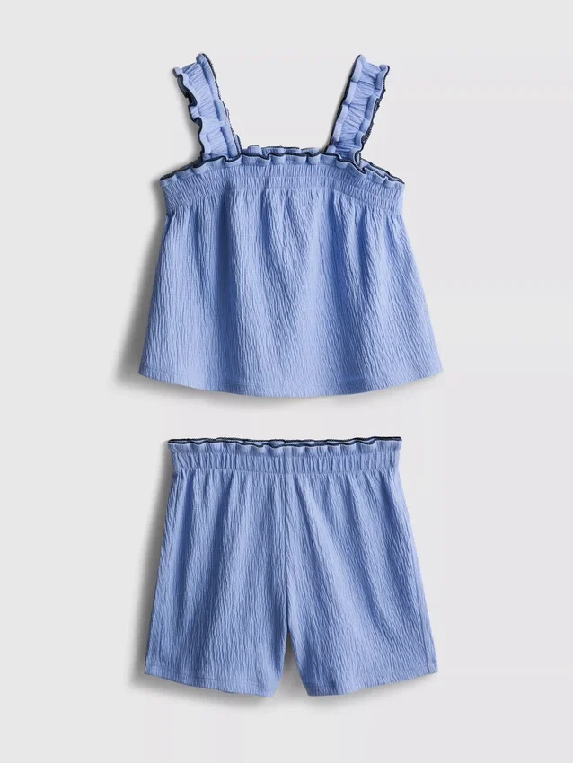 1,5-9 años | Conjunto de blusa y pantalones cortos con textura arrugada