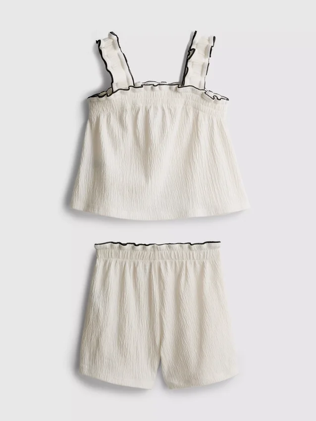 1,5-9 años | Conjunto de blusa y pantalones cortos con textura arrugada