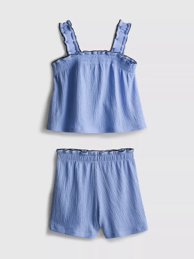 1,5-9 años | Conjunto de blusa y pantalones cortos con textura arrugada