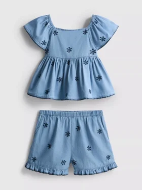 1,5-9 años | Conjunto de blusa y pantalones cortos de cambray