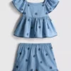 1,5-9 años | Conjunto de blusa y pantalones cortos de cambray