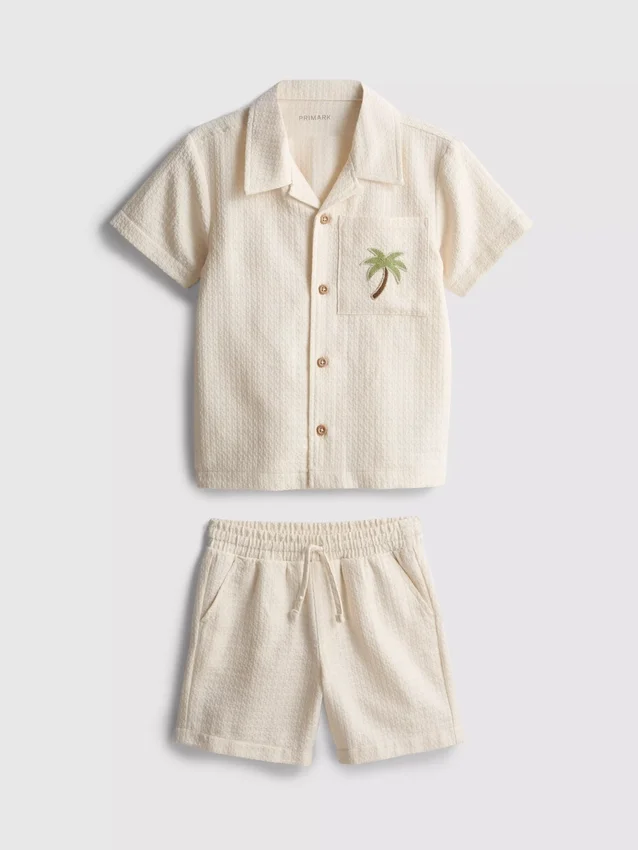 1,5-9 años | Conjunto de camisa y pantalones cortos bordados