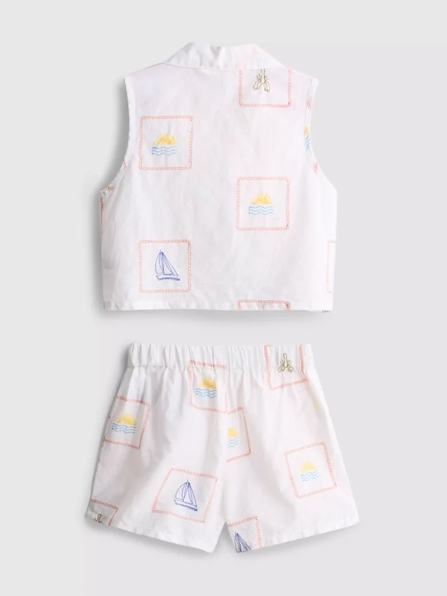 1,5-9 años | Conjunto de camiseta sin mangas y pantalones cortos bordados