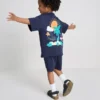 1,5-9 años | Conjunto de camiseta y pantalones cortos con estampado tropical flocado