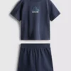 1,5-9 años | Conjunto de camiseta y pantalones cortos con estampado tropical flocado