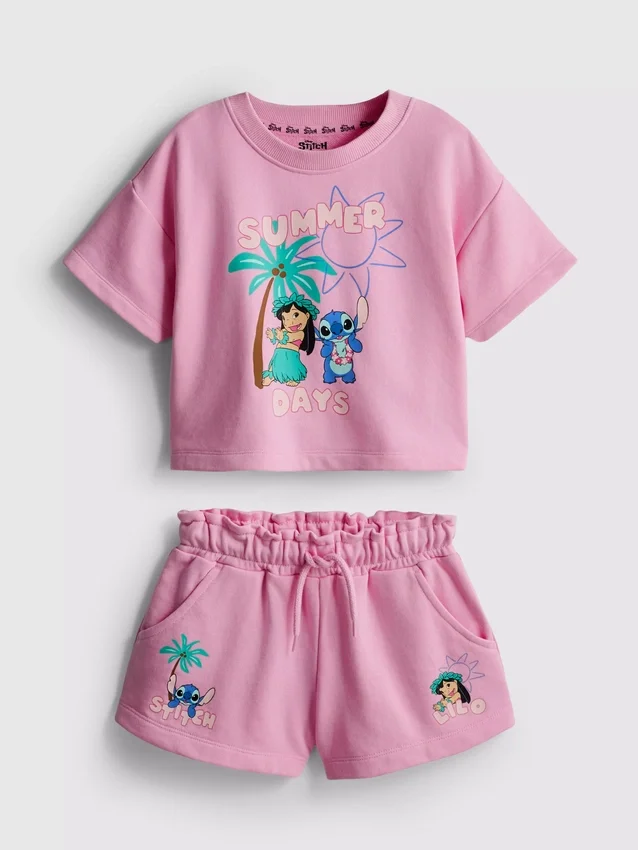 1,5-9 años | Conjunto de camiseta y pantalones cortos de Stitch de Disney