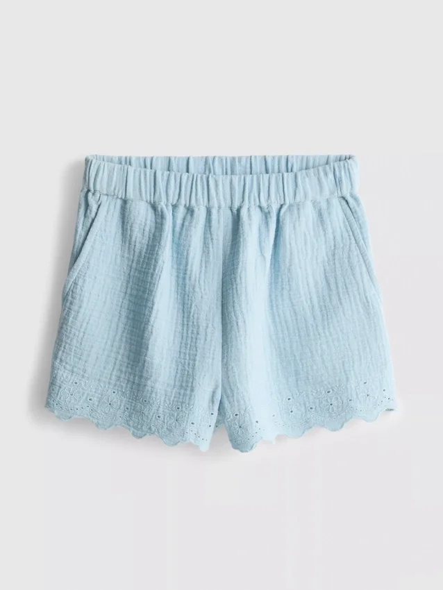 1,5-9 años | Pantalones cortos con ribete festoneado y ojales