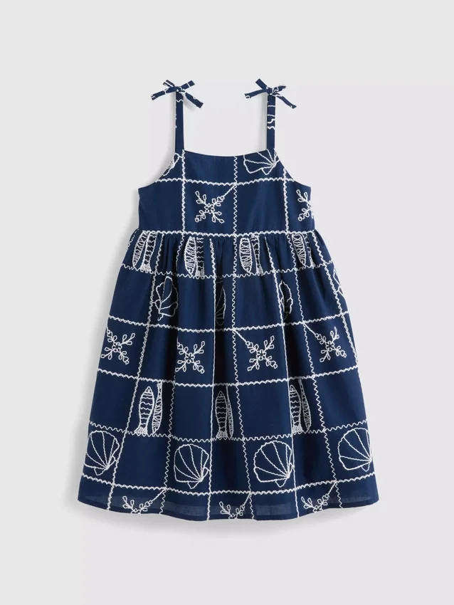 1,5-9 años | Vestido tipo smock con tirantes finos y bordado