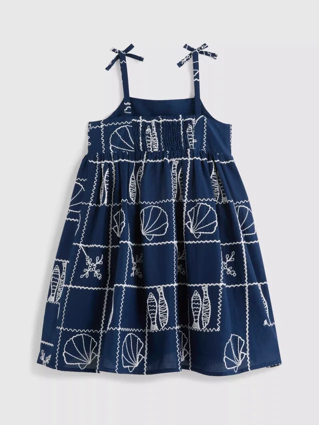 1,5-9 años | Vestido tipo smock con tirantes finos y bordado