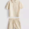 1-9 años | Conjunto de camisa de polo y pantalones cortos con textura