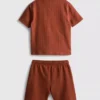1-9 años | Conjunto de camisa de polo y pantalones cortos con textura