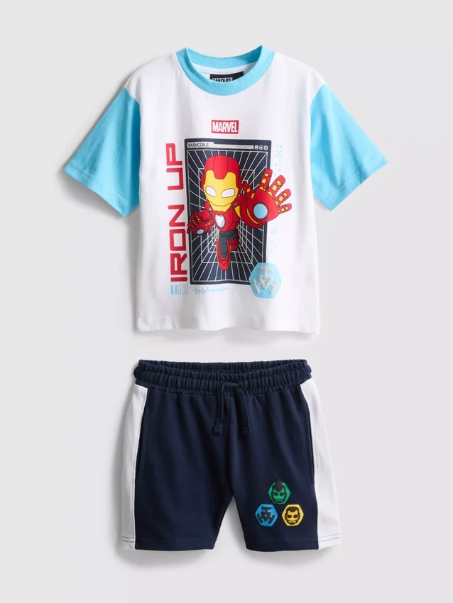 1-9 años | Conjunto de camiseta y pantalones cortos de Iron Man de Marvel