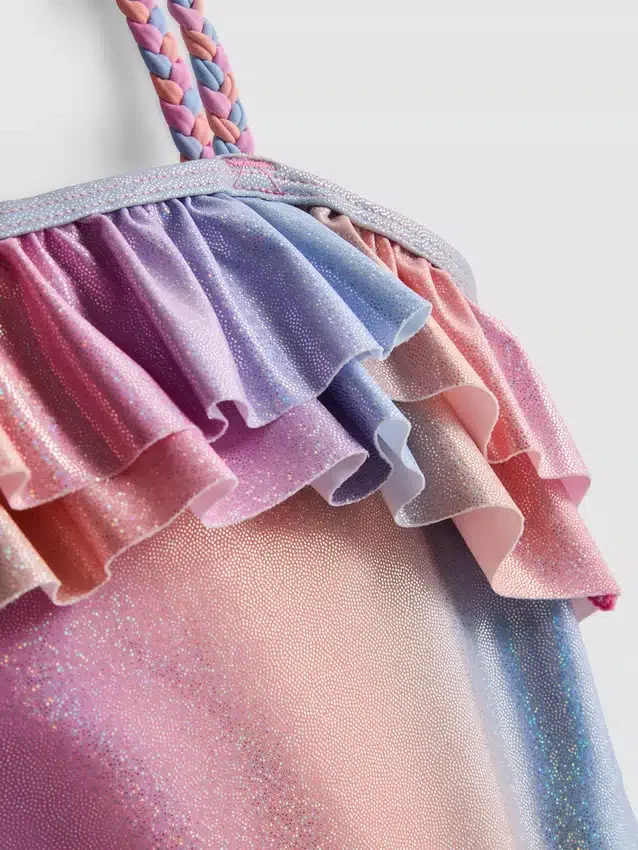 1-9 años | Traje de baño con volantes y purpurina Ombra