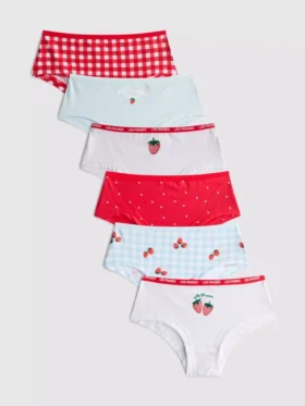 2-15 años | Paquete de 6 calzoncillos de estilo hipster con diseño de fresas