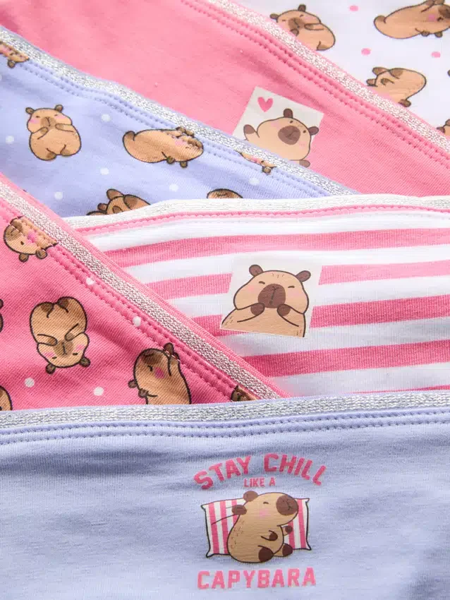 2-15 años | Paquete de 6 calzoncillos de talle bajo con diseño de capibara