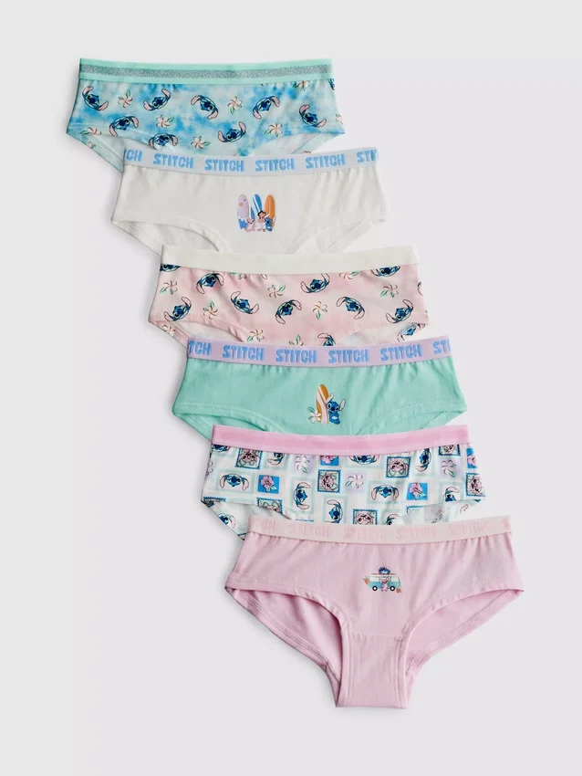 2-15 años | Paquete de 6 calzoncillos de talle bajo con Stitch de Disney