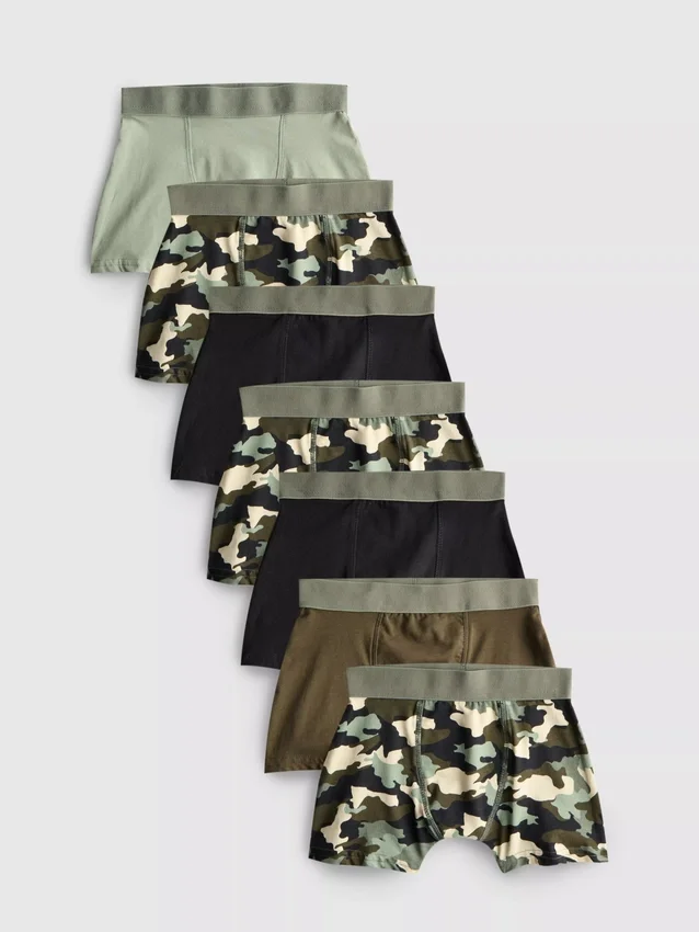 2-15 años | Paquete de 7 calzoncillos con estampado de camuflaje