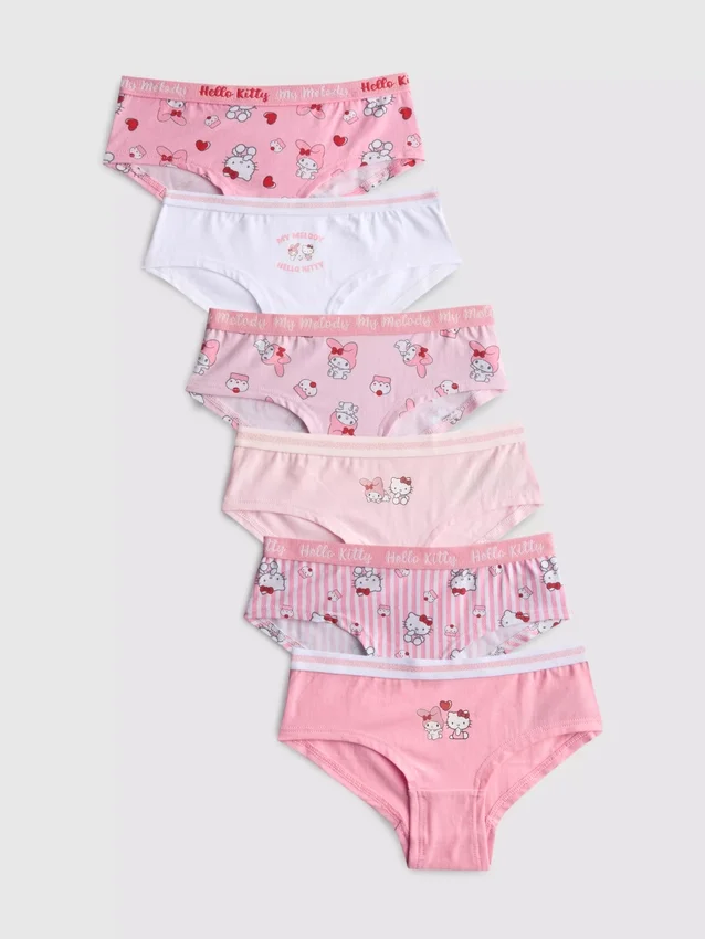 3-15 años | Paquete de 6 calzoncillos de talle bajo de Hello Kitty