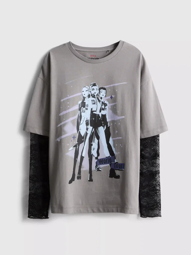 6-15 años | Camiseta de manga larga con encaje de K-Pop Demon Hunters