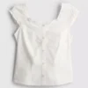 7-15 años | Blusa con cuello cuadrado fruncido