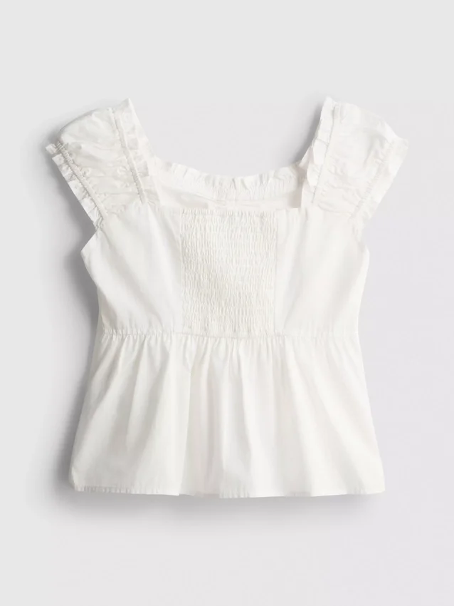 7-15 años | Blusa con cuello cuadrado fruncido