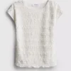 7-15 años | Blusa con mangas casquillo arrugadas y ribete de encaje