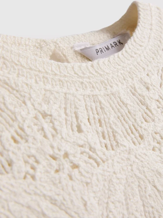 7-15 años | Blusa de manga larga con ribete festoneado de croché
