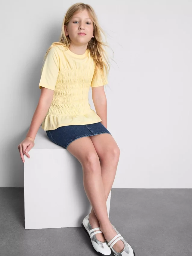 7-15 años | Camiseta con peplum fruncido