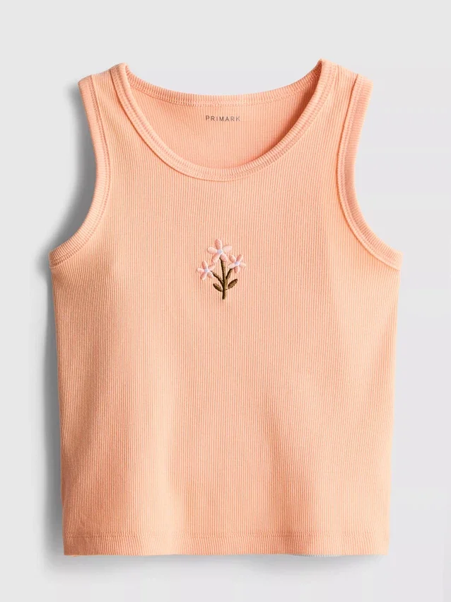 7-15 años | Camiseta sin mangas acanalada con bordado