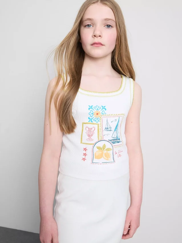 7-15 años | camiseta sin mangas con costuras en contraste