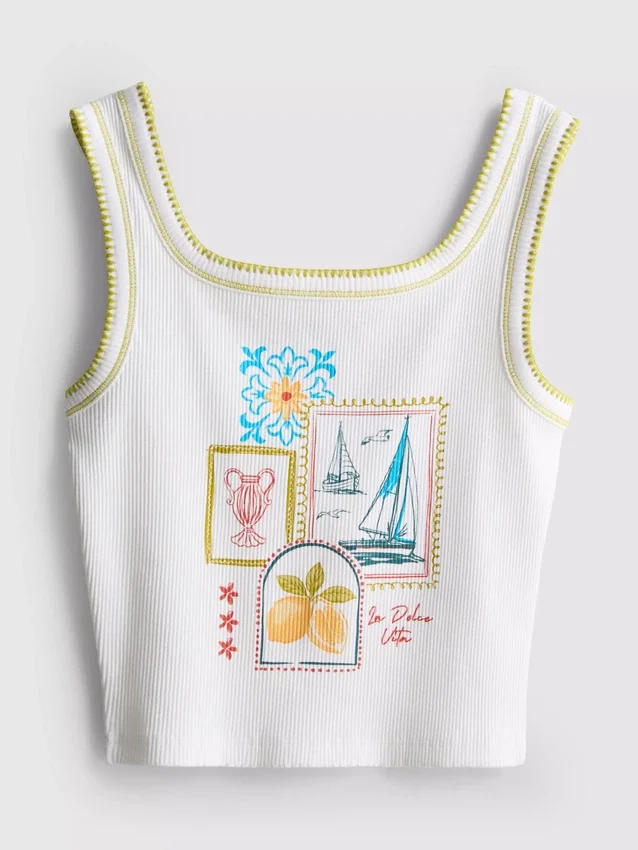 7-15 años | camiseta sin mangas con costuras en contraste