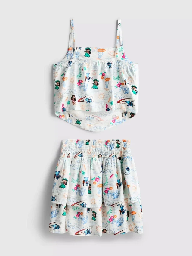 7-15 años | Conjunto de blusa de Stitch y falda de Rara de Disney